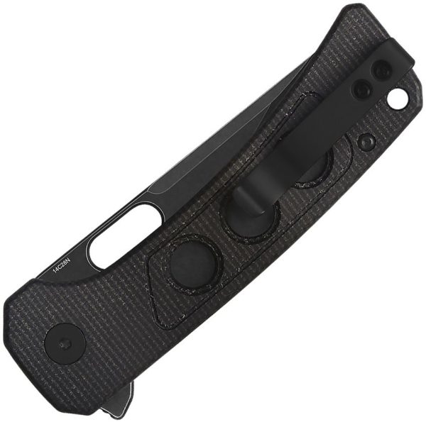 QSP Unicorn Button Lock Folding Knife 14C28N Micarta Brown