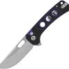 QSP Unicorn Button Lock Purple G10 Folding Knife 14C28N