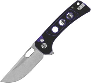 QSP Unicorn Button Lock Purple G10 Folding Knife 14C28N