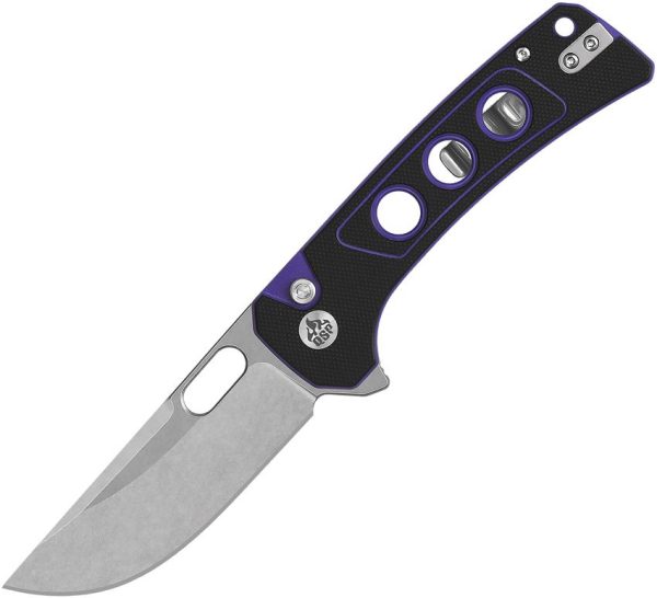 QSP Unicorn Button Lock Purple G10 Folding Knife 14C28N