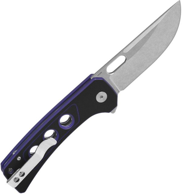 QSP Unicorn Button Lock Purple G10 Folding Knife 14C28N