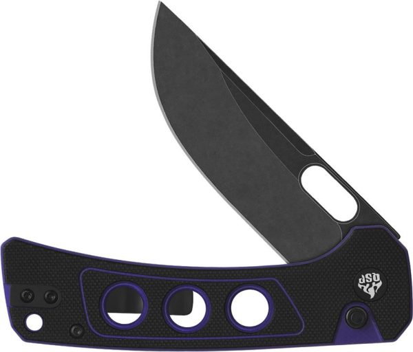 QSP Unicorn Button Lock Folding Knife Purple G10 14C28N