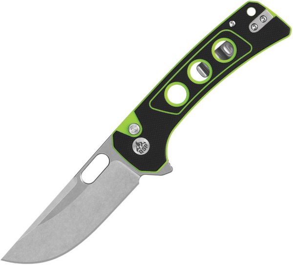 QSP Unicorn Button Lock Folding Knife 14C28N Neon G10