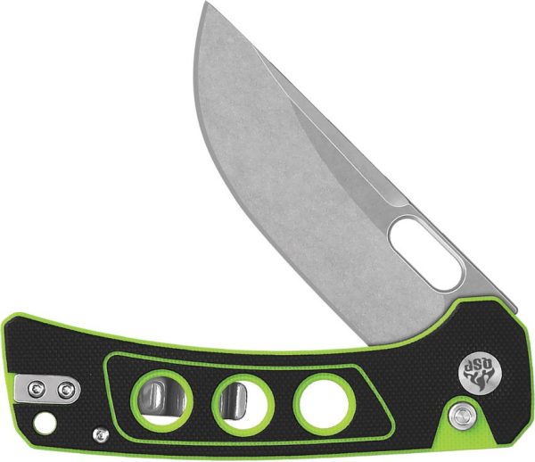 QSP Unicorn Button Lock Folding Knife 14C28N Neon G10