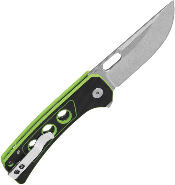 QSP Unicorn Button Lock Folding Knife 14C28N Neon G10