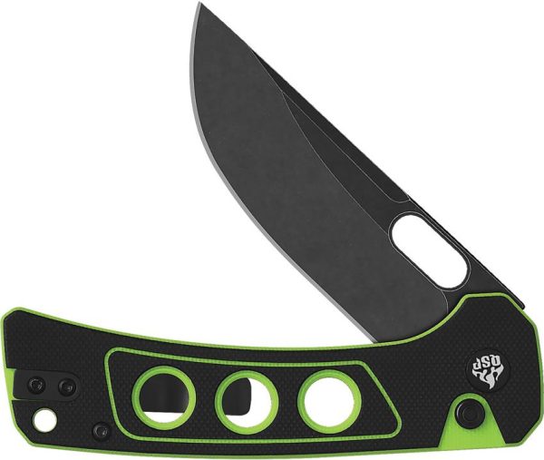 QSP Unicorn Button Lock Folding Knife 14C28N Neon G10