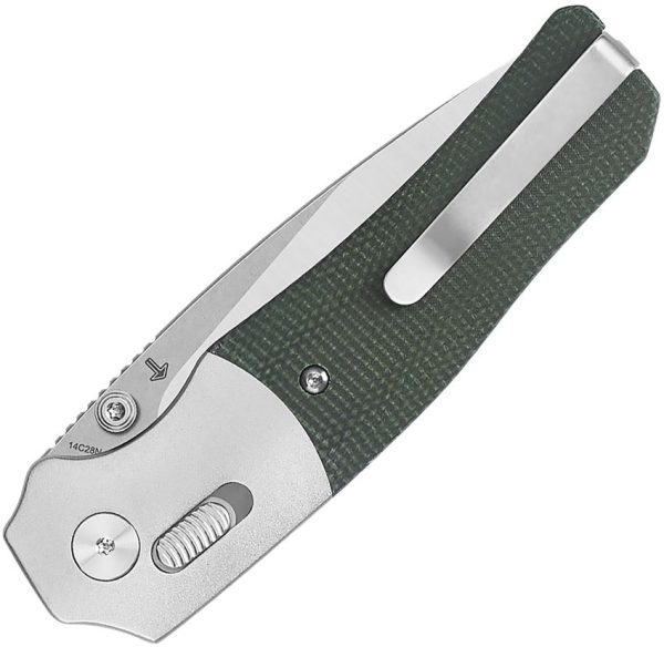 QSP Vault Glyde Lock Green Micarta Folding Knife 14C28N