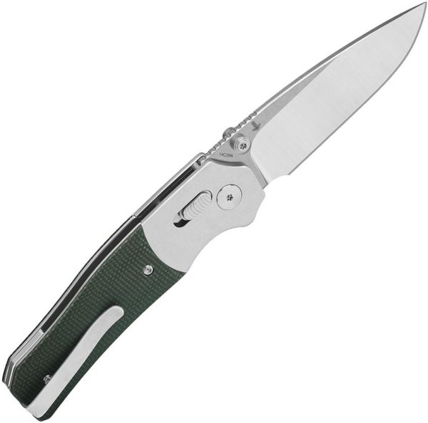 QSP Vault Glyde Lock Green Micarta Folding Knife 14C28N