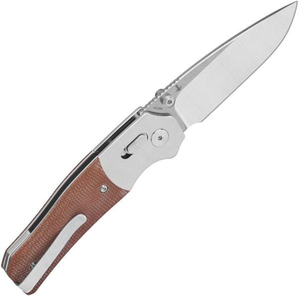 QSP Vault Glyde Lock Folding Knife Tan Micarta 14C28N