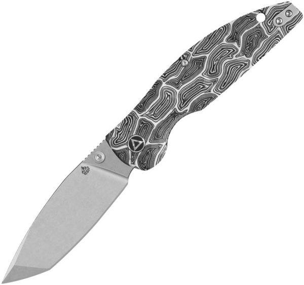 QSP Turtle Punk Folding Knife 14C28N Tanto Black White G10
