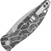 QSP Turtle Punk Folding Knife 14C28N Tanto Black White G10