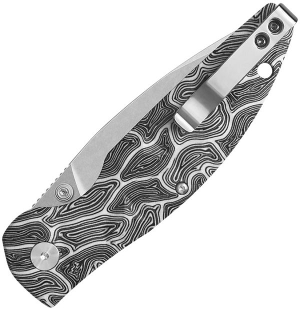 QSP Turtle Punk Folding Knife 14C28N Tanto Black White G10