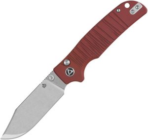 QSP Knife Kali Button Lock Red G10 - Clip Point