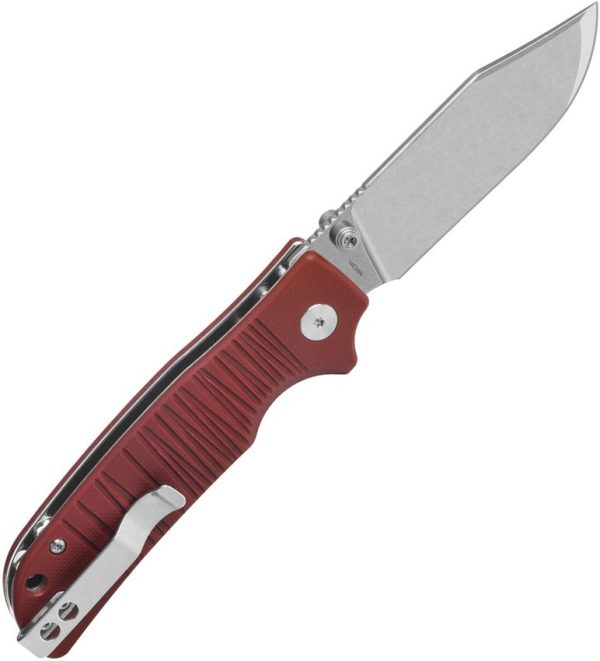 QSP Knife Kali Button Lock Red G10 - Clip Point