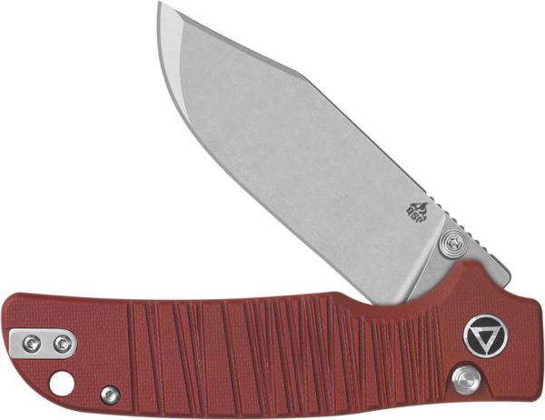 QSP Knife Kali Button Lock Red G10 - Clip Point