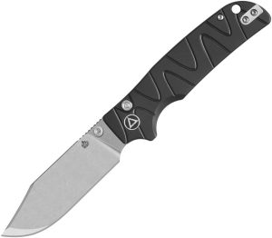 QSP Knife Kali Button Lock Black Aluminum - Clip Point