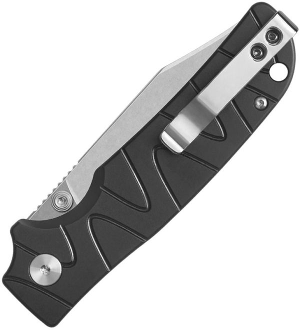 QSP Knife Kali Button Lock Black Aluminum - Clip Point