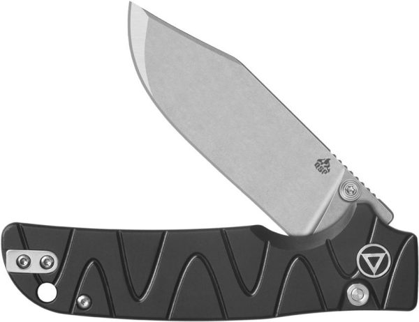 QSP Knife Kali Button Lock Black Aluminum - Clip Point