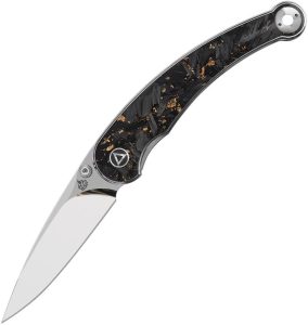 QS161A.jpg QSP Dolphin Linerlock Gold Carbon Fiber Folding Knife 14C28N