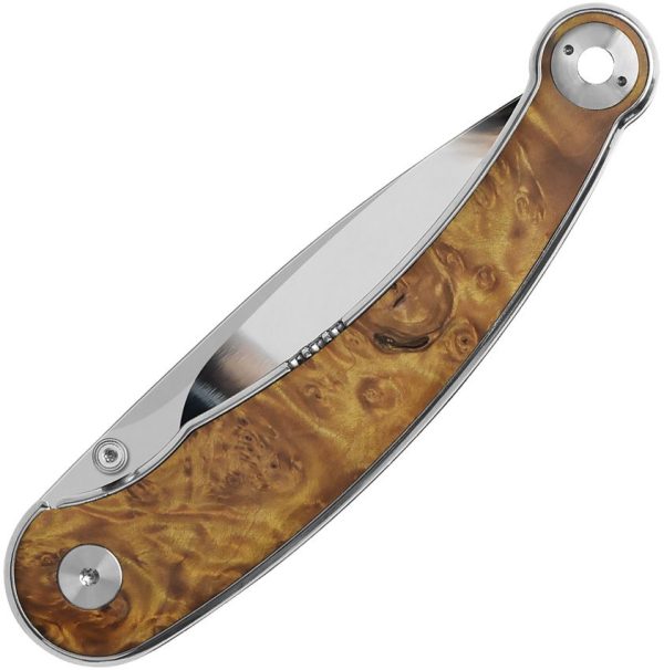 QSP Dolphin Linerlock Folding Knife 14C28N Wood Handle