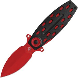 QS162D.jpg QSP Beetle Linerlock Folding Knife 14C28N Red Coated Blade Black G10