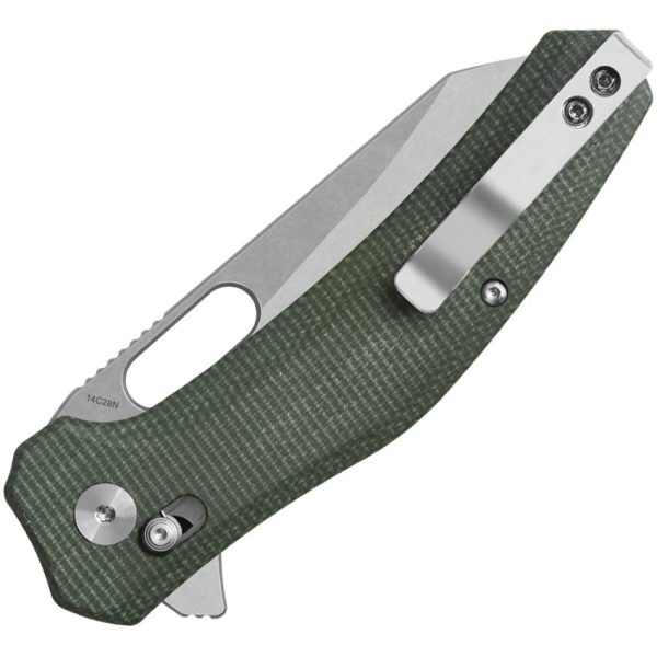 QSP Emu Glyde Lock Green Micarta Folding Knife 14C28N