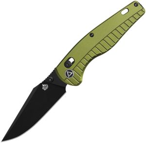 QSP Reptile Folding Knife 3.25" 14C28N Black OD Green