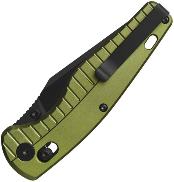 QSP Reptile Folding Knife 3.25" 14C28N Black OD Green