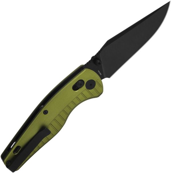 QSP Reptile Folding Knife 3.25" 14C28N Black OD Green
