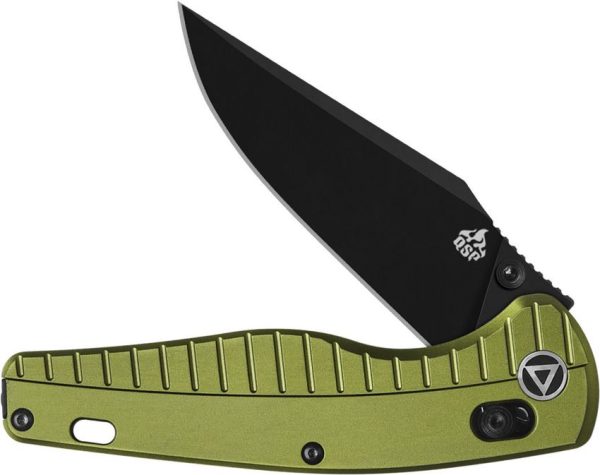 QSP Reptile Folding Knife 3.25" 14C28N Black OD Green