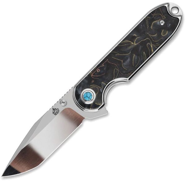 QSP Nebula Linerlock Folding Knife 14C28N Brass Copper