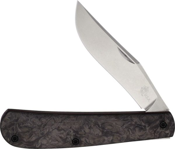 Queen Trapper Fat CF Folding Knife MagnaCut Satin Carbon Fiber