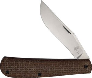 Queen Mountain Man Trapper Magnacut Folding Knife Brown Micarta
