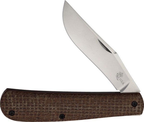 Queen Mountain Man Trapper Magnacut Folding Knife Brown Micarta