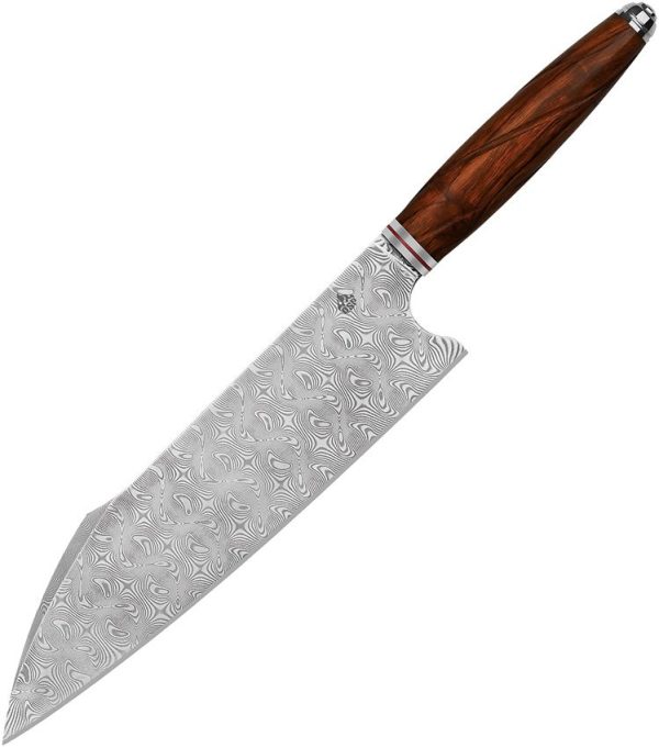 QSP Knife Mulan Harpoon Chef's 8" Damascus Steel Fixed Blade