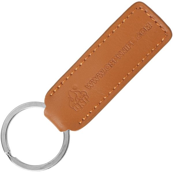 QSP Knife Leather Keychain - Brown Logo