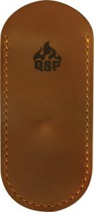 QSP Knife Leather Sheath Light Brown - Pocket Clip