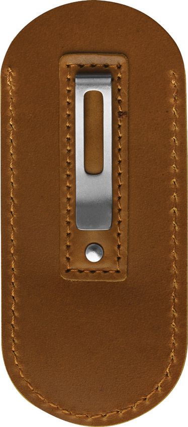 QSP Knife Leather Sheath Light Brown - Pocket Clip