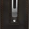 QSP Knife Leather Sheath Dark Brown - Pocket Clip