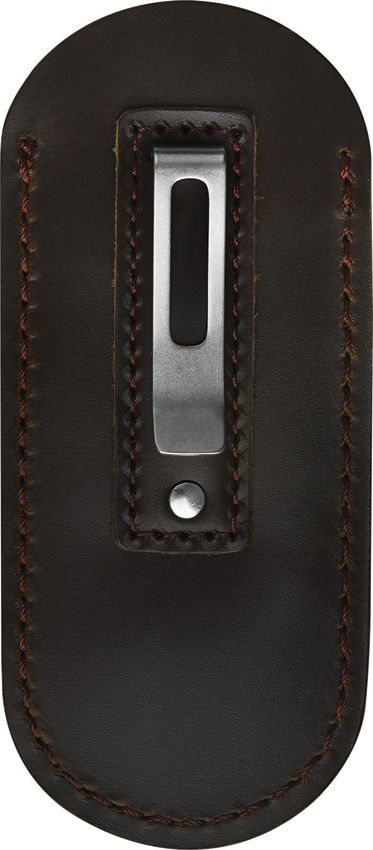 QSP Knife Leather Sheath Dark Brown - Pocket Clip