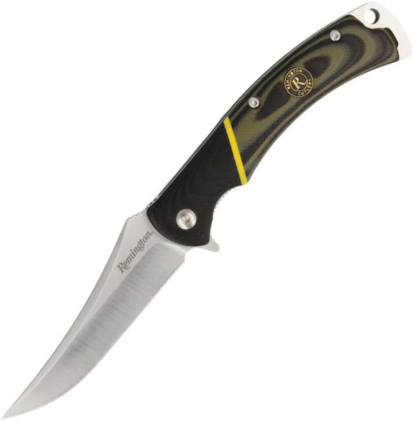 Remington Hunter D2 Trailing Point Folding Knife Black Green G10