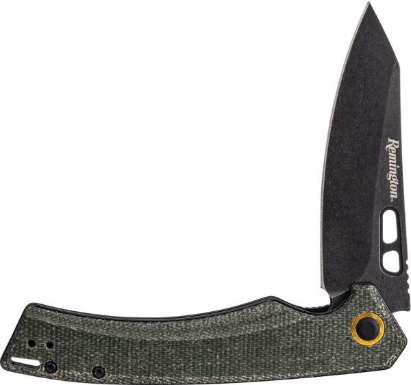 R15733.jpg Remington EDC Linerlock Coping Folding Knife Green Micarta