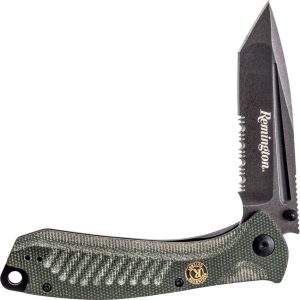 R15735.jpg Remington EDC Linerlock Tanto Folding Knife Green Micarta