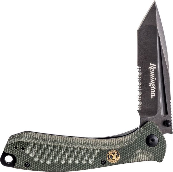 R15735.jpg Remington EDC Linerlock Tanto Folding Knife Green Micarta