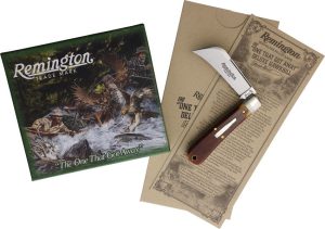 R693SB.jpg Remington Silver Bullet Hawkbill Folding Knife 1095HC Steel Bone