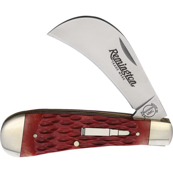 R693_add_01.jpg Remington 2023 Hawkbill Bullet Folding Knife Red Bone 440SS