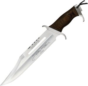 Rambo Mini Bowie Fixed Blade Knife Brown Wood Handle 4.75"
