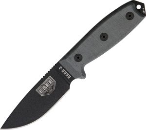 ESEE Model 3 Fixed Blade Knife 1095HC Steel Black Micarta