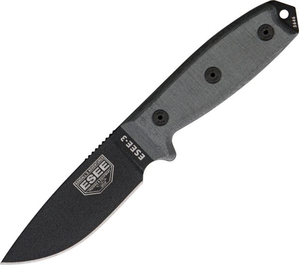 ESEE Model 3 Fixed Blade Knife 1095HC Steel Black Micarta