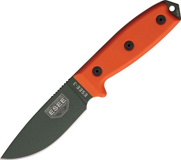 ESEE Model 3 Fixed Blade Knife 3.75" 1095HC OD Green